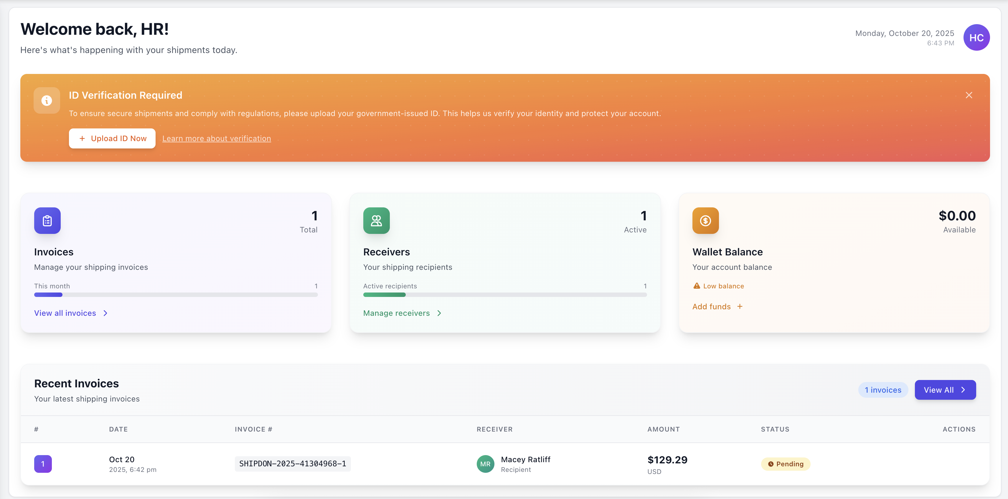Logisitical Dashboard